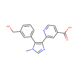 Cn1cnc(-c2cc(C(=O)O)ccn2)c1-c1cccc(CO)c1 ZINC000225933270