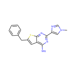 Cn1cnc(-c2nc(N)c3cc(Cc4ccccc4)sc3n2)c1 ZINC000096907776