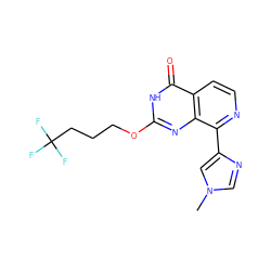 Cn1cnc(-c2nccc3c(=O)[nH]c(OCCCC(F)(F)F)nc23)c1 ZINC000584904707