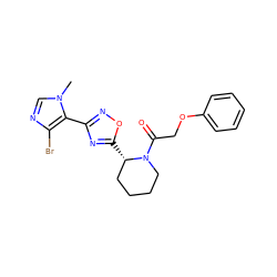 Cn1cnc(Br)c1-c1noc([C@H]2CCCCN2C(=O)COc2ccccc2)n1 ZINC000299855731