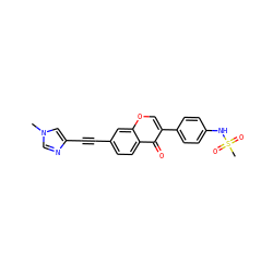 Cn1cnc(C#Cc2ccc3c(=O)c(-c4ccc(NS(C)(=O)=O)cc4)coc3c2)c1 ZINC000142636448