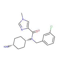 Cn1cnc(C(=O)N(Cc2cccc(Cl)c2)[C@H]2CC[C@@H](N)CC2)c1 ZINC000253673154