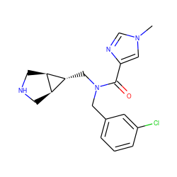 Cn1cnc(C(=O)N(Cc2cccc(Cl)c2)C[C@@H]2[C@H]3CNC[C@H]32)c1 ZINC000101270902