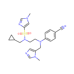 Cn1cnc(S(=O)(=O)N(CCN(Cc2cncn2C)c2ccc(C#N)cc2)CC2CC2)c1 ZINC000064539795