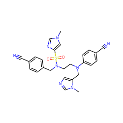 Cn1cnc(S(=O)(=O)N(CCN(Cc2cncn2C)c2ccc(C#N)cc2)Cc2ccc(C#N)cc2)c1 ZINC000014952294