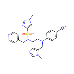 Cn1cnc(S(=O)(=O)N(CCN(Cc2cncn2C)c2ccc(C#N)cc2)Cc2ccncc2)c1 ZINC000035049853