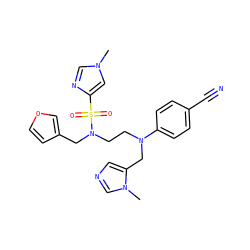 Cn1cnc(S(=O)(=O)N(CCN(Cc2cncn2C)c2ccc(C#N)cc2)Cc2ccoc2)c1 ZINC000064548746