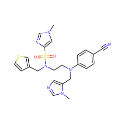 Cn1cnc(S(=O)(=O)N(CCN(Cc2cncn2C)c2ccc(C#N)cc2)Cc2ccsc2)c1 ZINC000040380345