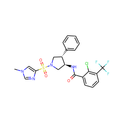 Cn1cnc(S(=O)(=O)N2C[C@H](c3ccccc3)[C@@H](NC(=O)c3cccc(C(F)(F)F)c3Cl)C2)c1 ZINC000220539283