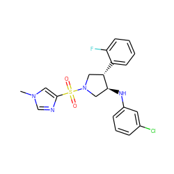 Cn1cnc(S(=O)(=O)N2C[C@H](c3ccccc3F)[C@@H](Nc3cccc(Cl)c3)C2)c1 ZINC000220539857