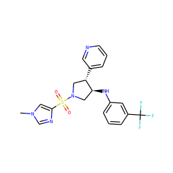 Cn1cnc(S(=O)(=O)N2C[C@H](c3cccnc3)[C@@H](Nc3cccc(C(F)(F)F)c3)C2)c1 ZINC000225923218