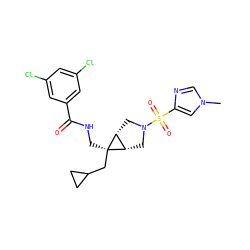 Cn1cnc(S(=O)(=O)N2C[C@H]3[C@@H](C2)[C@]3(CNC(=O)c2cc(Cl)cc(Cl)c2)CC2CC2)c1 ZINC000103271437