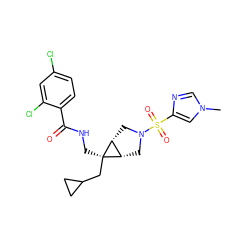 Cn1cnc(S(=O)(=O)N2C[C@H]3[C@@H](C2)[C@]3(CNC(=O)c2ccc(Cl)cc2Cl)CC2CC2)c1 ZINC000103260040