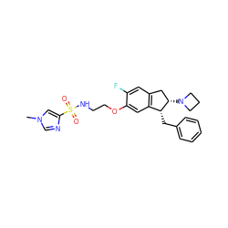 Cn1cnc(S(=O)(=O)NCCOc2cc3c(cc2F)C[C@H](N2CCC2)[C@@H]3Cc2ccccc2)c1 ZINC000114200246