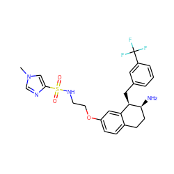 Cn1cnc(S(=O)(=O)NCCOc2ccc3c(c2)[C@@H](Cc2cccc(C(F)(F)F)c2)[C@@H](N)CC3)c1 ZINC000199978471