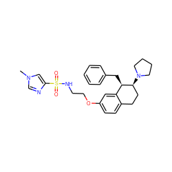 Cn1cnc(S(=O)(=O)NCCOc2ccc3c(c2)[C@@H](Cc2ccccc2)[C@@H](N2CCCC2)CC3)c1 ZINC000167588026