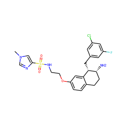 Cn1cnc(S(=O)(=O)NCCOc2ccc3c(c2)[C@H](Cc2cc(F)cc(Cl)c2)[C@H](N)CC3)c1 ZINC000088260788