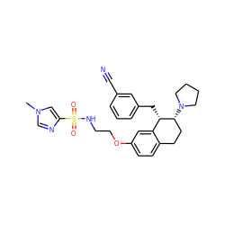 Cn1cnc(S(=O)(=O)NCCOc2ccc3c(c2)[C@H](Cc2cccc(C#N)c2)[C@H](N2CCCC2)CC3)c1 ZINC000088260792