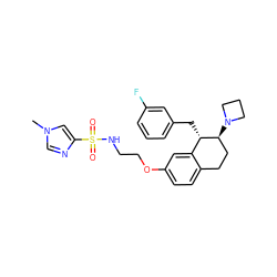 Cn1cnc(S(=O)(=O)NCCOc2ccc3c(c2)[C@H](Cc2cccc(F)c2)[C@@H](N2CCC2)CC3)c1 ZINC000142421893