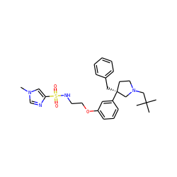 Cn1cnc(S(=O)(=O)NCCOc2cccc([C@@]3(Cc4ccccc4)CCN(CC(C)(C)C)C3)c2)c1 ZINC000114734554