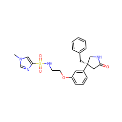 Cn1cnc(S(=O)(=O)NCCOc2cccc([C@@]3(Cc4ccccc4)CNC(=O)C3)c2)c1 ZINC000114734776