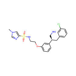 Cn1cnc(S(=O)(=O)NCCOc2cccc([C@@H](CN)Cc3cccc(Cl)c3)c2)c1 ZINC000114260363