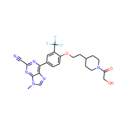 Cn1cnc2c(-c3ccc(OCCC4CCN(C(=O)CO)CC4)c(C(F)(F)F)c3)nc(C#N)nc21 ZINC001772628300