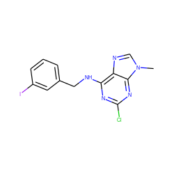 Cn1cnc2c(NCc3cccc(I)c3)nc(Cl)nc21 ZINC000012405859