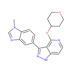 Cn1cnc2cc(-c3n[nH]c4ccnc(OC5CCOCC5)c34)ccc21 ZINC000114750230