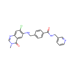 Cn1cnc2cc(Cl)c(NCc3ccc(C(=O)NCc4cccnc4)cc3)cc2c1=O ZINC000072107400