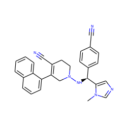 Cn1cncc1[C@@H](NN1CCC(C#N)=C(c2cccc3ccccc23)C1)c1ccc(C#N)cc1 ZINC000019172109