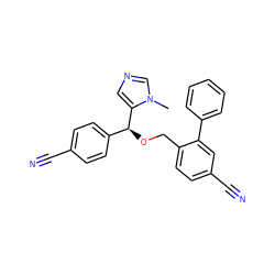 Cn1cncc1[C@@H](OCc1ccc(C#N)cc1-c1ccccc1)c1ccc(C#N)cc1 ZINC000013554094