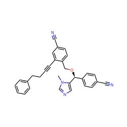 Cn1cncc1[C@@H](OCc1ccc(C#N)cc1C#CCCc1ccccc1)c1ccc(C#N)cc1 ZINC000013554078