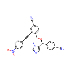 Cn1cncc1[C@@H](OCc1ccc(C#N)cc1C#Cc1ccc([N+](=O)[O-])cc1)c1ccc(C#N)cc1 ZINC000013554086