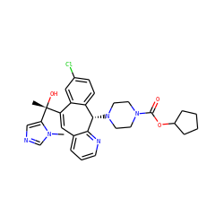 Cn1cncc1[C@](C)(O)C1=Cc2cccnc2[C@@H](N2CCN(C(=O)OC3CCCC3)CC2)c2ccc(Cl)cc21 ZINC000103266813