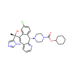 Cn1cncc1[C@](C)(O)C1=Cc2cccnc2[C@@H](N2CCN(C(=O)OC3CCCCC3)CC2)c2ccc(Cl)cc21 ZINC000103266810