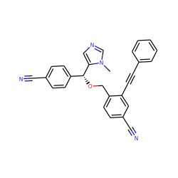 Cn1cncc1[C@H](OCc1ccc(C#N)cc1C#Cc1ccccc1)c1ccc(C#N)cc1 ZINC000003819449