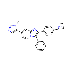 Cn1cncc1-c1ccn2c(-c3ccccc3)c(-c3ccc(C4(N)CCC4)cc3)nc2c1 ZINC000113654361