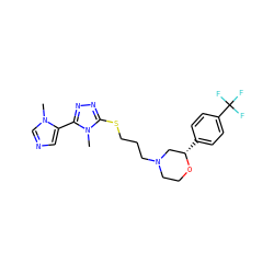 Cn1cncc1-c1nnc(SCCCN2CCO[C@@H](c3ccc(C(F)(F)F)cc3)C2)n1C ZINC000653795140