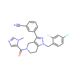 Cn1cncc1C(=O)N1CCc2c(c(-c3cccc(C#N)c3)nn2Cc2ccc(F)cc2F)C1 ZINC000204905516