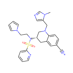 Cn1cncc1CN1C[C@@H](N(CCn2cccc2)S(=O)(=O)c2ccccn2)Cc2cc(C#N)ccc21 ZINC000028815013