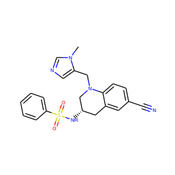 Cn1cncc1CN1C[C@@H](NS(=O)(=O)c2ccccc2)Cc2cc(C#N)ccc21 ZINC000028338806