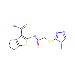 Cn1cnnc1SCC(=O)Nc1sc2c(c1C(N)=O)CCC2 ZINC000003396507