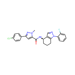 Cn1nc(-c2ccc(Cl)cc2)cc1C(=O)N[C@@H]1CCCc2c1cnn2-c1ccccc1F ZINC000066157102