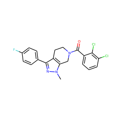 Cn1nc(-c2ccc(F)cc2)c2c1CN(C(=O)c1cccc(Cl)c1Cl)CC2 ZINC000226001939