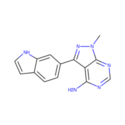 Cn1nc(-c2ccc3cc[nH]c3c2)c2c(N)ncnc21 ZINC000064479811