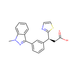 Cn1nc(-c2cccc([C@H](CC(=O)O)c3nccs3)c2)c2ccccc21 ZINC001772592336