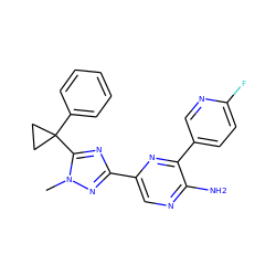 Cn1nc(-c2cnc(N)c(-c3ccc(F)nc3)n2)nc1C1(c2ccccc2)CC1 ZINC001772622196