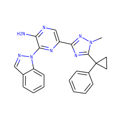 Cn1nc(-c2cnc(N)c(-n3ncc4ccccc43)n2)nc1C1(c2ccccc2)CC1 ZINC001772651660