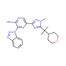 Cn1nc(-c2cnc(N)c(-n3nnc4ccccc43)n2)nc1C(C)(C)C1CCOCC1 ZINC001772623792